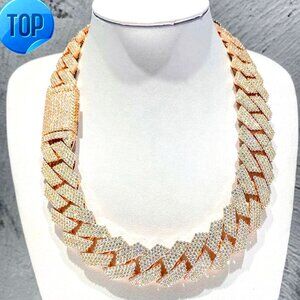 Moissanite Diamond 20mm width Hip Hop Jewelry Iced Out Cuban Link Chain
